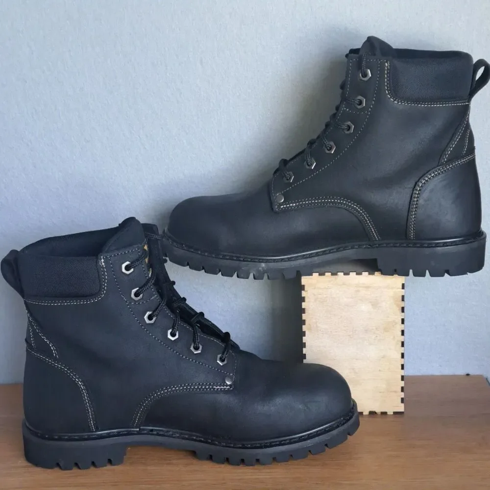 Chinook Work Boots Men's Size 11 Oil Rigger Steel Toe Leather Upper Black